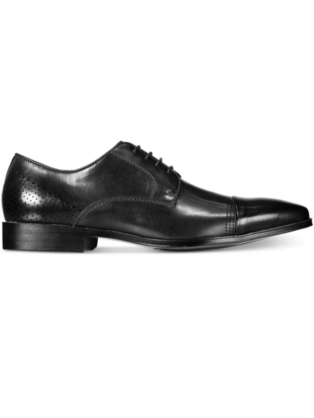 Classic Men's Unlisted Black Cap-Toe Dress Shoe. Elegant Lace-Up size 12